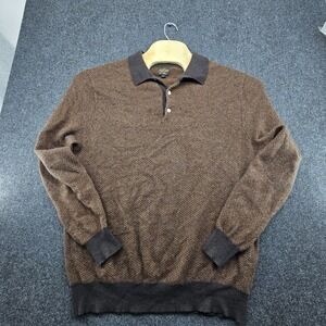 J. CREW 100% Cashmere Herringbone Jacquard Collared Sweater Sz Xl